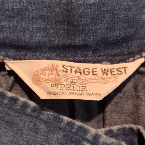 Vintage Stage West Chambray Denim Skirt Calico Ruffle Button Western Prairie - Picture 2 of 6